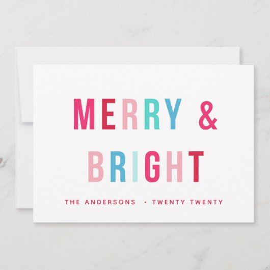 Merry & Bright Bold Letters Vakantie Kaart (Voorkant)