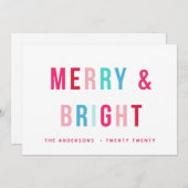 Merry & Bright Bold Letters Vakantie Kaart (Voorkant / Achterkant)