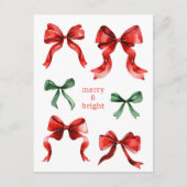 Merry Bright Bows Watercolor Christmas  Feestdagenkaart (Voorkant)