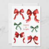 Merry Bright Bows Watercolor Christmas Feestdagenkaart (Voorkant)