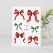 Merry Bright Bows Watercolor Christmas Feestdagenkaart (Staand voorkant)