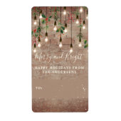 Merry + Bright Brick String Light Brick Kerstmis Etiket (Voorkant)
