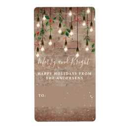 Merry + Bright Brick String Light Brick Kerstmis Etiket