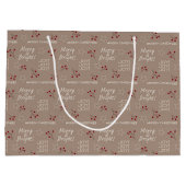 Merry & Bright Brown Gift Bag - Groot, glanzend Large Cadeautasje (Achterkant)