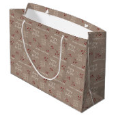 Merry & Bright Brown Gift Bag - Groot, glanzend Large Cadeautasje (Achterkant Gekanteld)