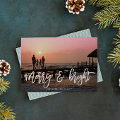 Merry & Bright Brush Letterde foto Feestdagenkaart