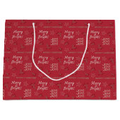 Merry & Bright Burgundy Gift Bag - Groot, glanzend Large Cadeautasje (Voorkant)