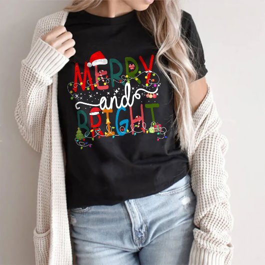Merry & Bright, cadeautje voor kerstShirt, feestda T-shirt