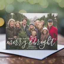 Merry & Bright Calligrafie Horizontale Foto Marmer