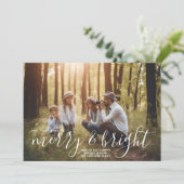 Merry & Bright Calligrafie - Volledige horizontale Feestdagenkaart (Staand voorkant)