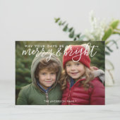 Merry & Bright Calligrafie - Volledige horizontale Feestdagenkaart (Staand voorkant)