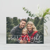 Merry & Bright Calligrafie - Volledige horizontale Feestdagenkaart (Staand voorkant)