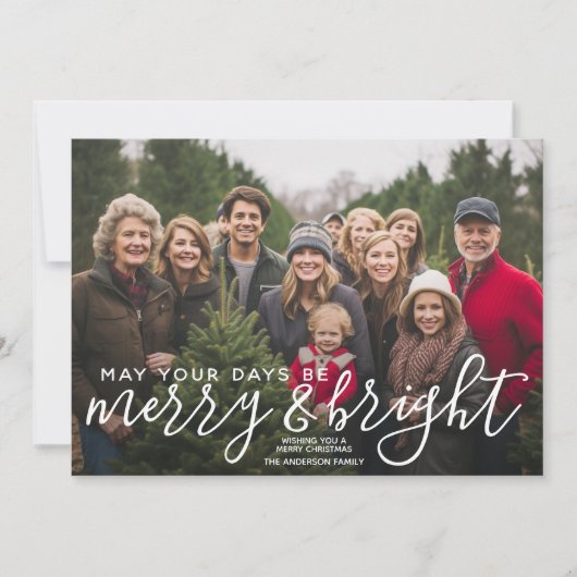 Merry & Bright Calligrafie - Volledige horizontale Feestdagenkaart (Voorkant)