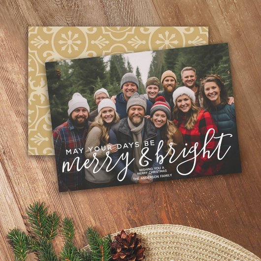 Merry & Bright Calligrafie - Volledige horizontale Feestdagenkaart