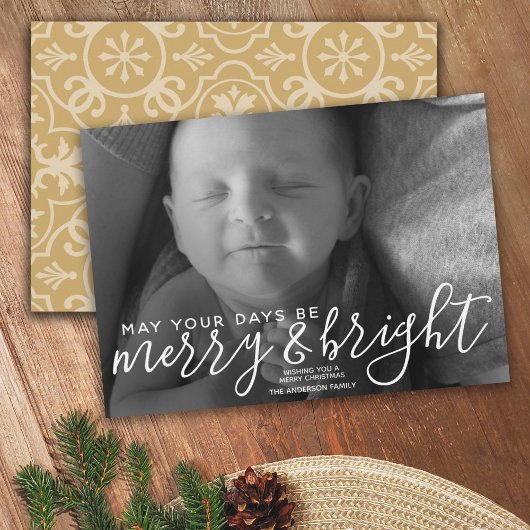 Merry & Bright Calligrafie - Volledige horizontale Feestdagenkaart