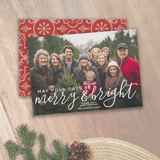 Merry & Bright Calligrafie - Volledige horizontale Feestdagenkaart