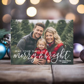 Merry & Bright Calligrafie - Volledige horizontale Feestdagenkaart