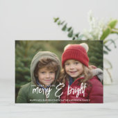 Merry & Bright Calligrafie - Volledige horizontale Feestdagenkaart (Staand voorkant)