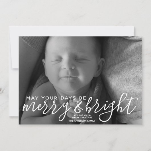 Merry & Bright Calligrafie - Volledige horizontale Feestdagenkaart (Voorkant)