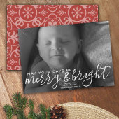 Merry & Bright Calligraphy Horizontal Photo Peace Feestdagenkaart