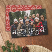Merry & Bright Calligraphy Horizontal Photo Peace Feestdagenkaart