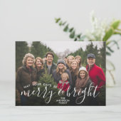 Merry & Bright Calligraphy - Volledige horizontale Feestdagenkaart (Staand voorkant)