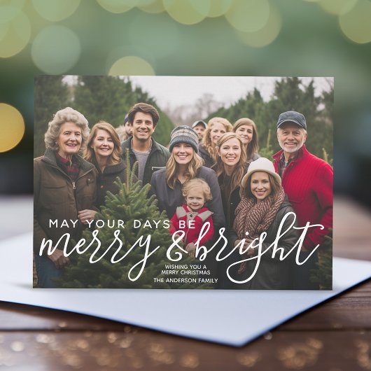 Merry & Bright Calligraphy - Volledige horizontale Feestdagenkaart