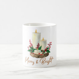 Merry & Bright Candle Holly Christmas Coffee Mug  Koffiemok