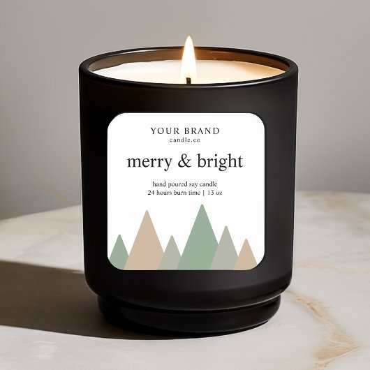 Merry & Bright Candle Label | feestdag