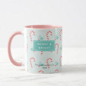 Merry & Bright Candy Cane Pattern Foto Mok (Links)