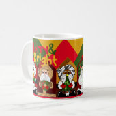 Merry & Bright Cartoon Santas Geometric Christmas Koffiemok (Voorkant links)