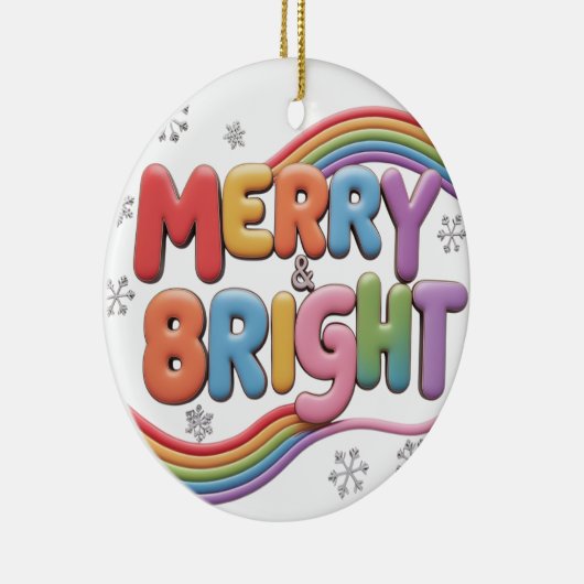 Merry & Bright Ceramic Circle Ornament (Rechts)