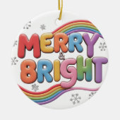 Merry & Bright Ceramic Circle Ornament (Voorkant)