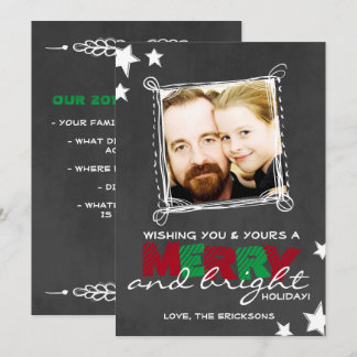 MERRY & BRIGHT CHALKBOARD CHRISTMAS KAART