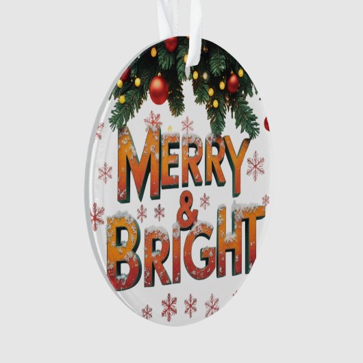 Merry & Bright Christmas Acrylic Circle Ornament  (voorkant)