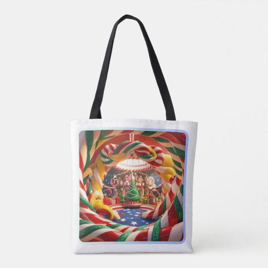 Merry & Bright Christmas All-Over Canvas tas (Achterkant)