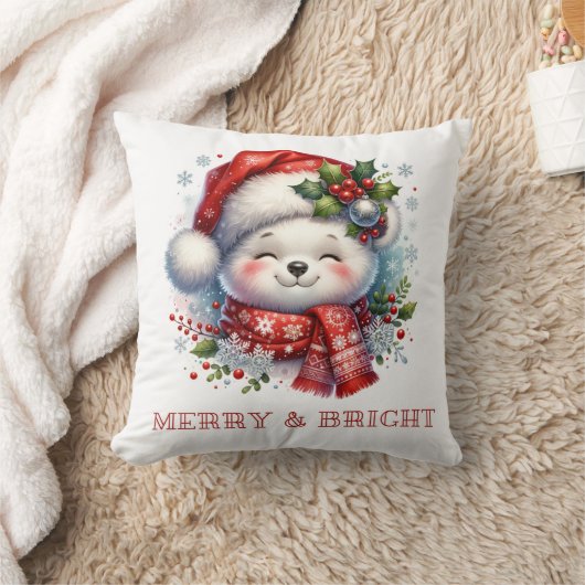 Merry & Bright Christmas Bear Cushion  Kussen (Deken)