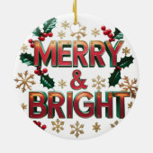 Merry & Bright Christmas Ceramic Circle Ornament  (Achterkant)