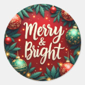 Merry & Bright Christmas Classic Round Sticker (Voorkant)