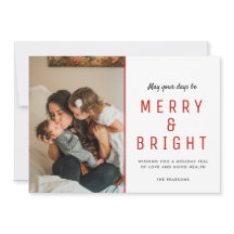 Merry & Bright Christmas Familie Foto Plaid Kaart