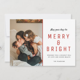 Merry & Bright Christmas Familie Foto Plaid Kaart