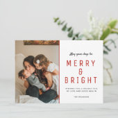 Merry & Bright Christmas Familie Foto Plaid Kaart (Staand voorkant)