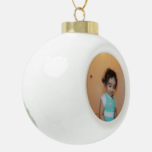 Merry Bright Christmas Foto Baby Kind Familie Scha Keramische Bal Ornament (Links)