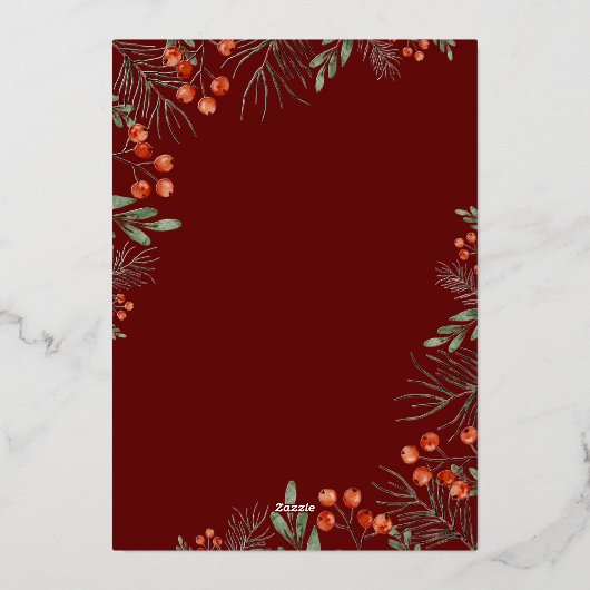 Merry & Bright Christmas Fotocollage Bloemen Folie Feestdagenkaart (Achterkant)