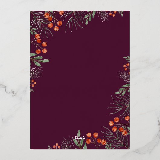 Merry & Bright Christmas Fotocollage Bloemen Folie Feestdagenkaart (Achterkant)