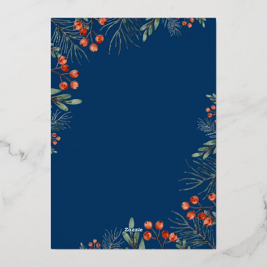 Merry & Bright Christmas Fotocollage Bloemen Folie Feestdagenkaart (Achterkant)