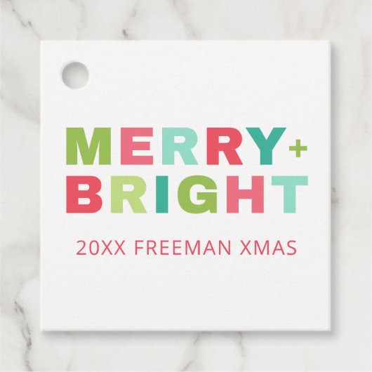 Merry + Bright Christmas Gift Label (Voorkant)