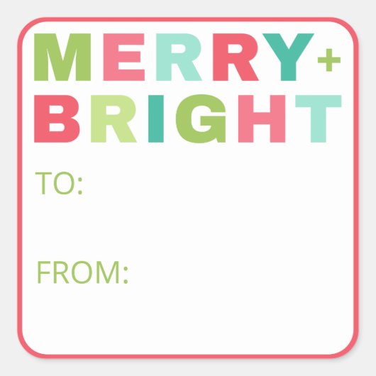 Merry + Bright Christmas Gift Sticker (Voorkant)