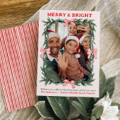 Merry & Bright Christmas Holiday Family Photo Card Feestdagenkaart