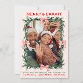 Merry & Bright Christmas Holiday Family Photo Card Feestdagenkaart (Voorkant)